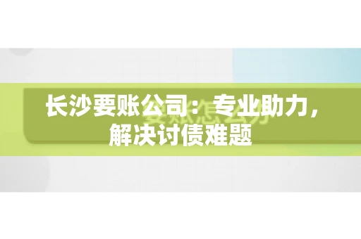 长沙要账公司：专业助力，解决讨债难题