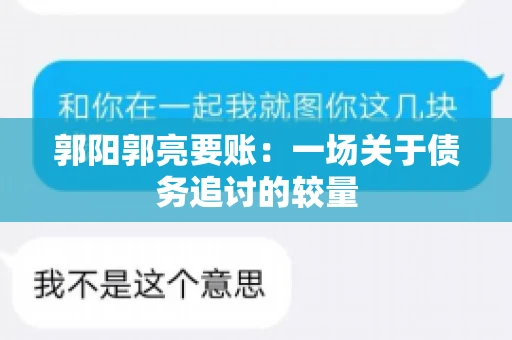 郭阳郭亮要账：一场关于债务追讨的较量